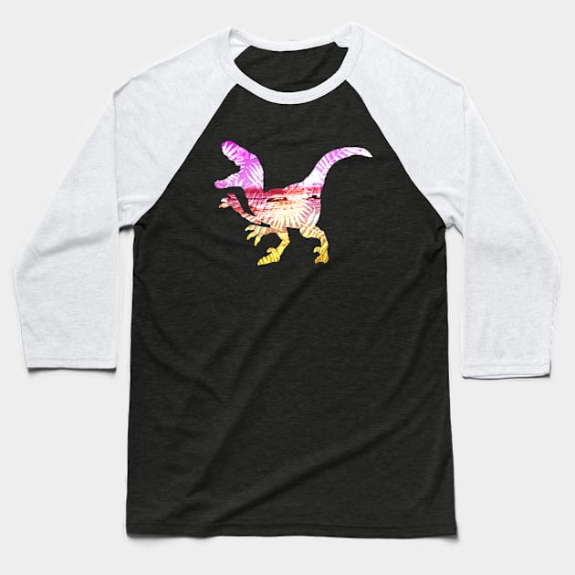 Pink & Yellow Palm Dinosaur Baseball T-Shirt by AmyHuntPhotos